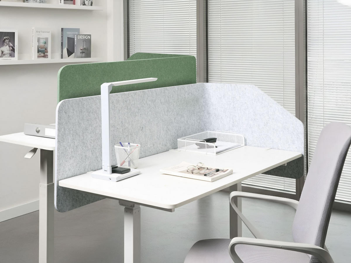 DĚLICÍ STĚNA NA STŮL 120/50 cm Světle šedá Foldy - světle šedá, plast (120/50/1cm) - Beliani