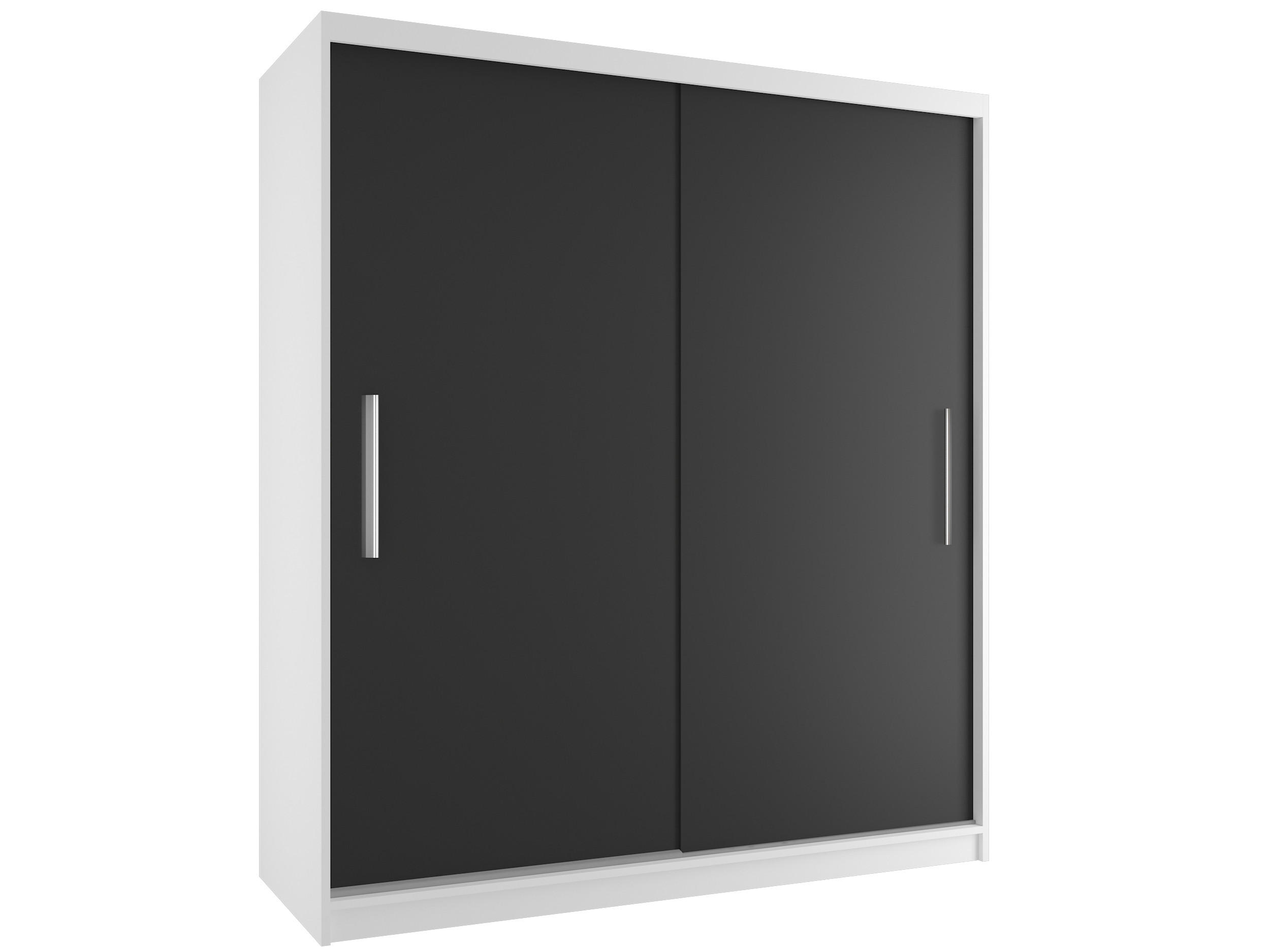 SCHWEBETÜRENSCHRANK Verona SI, Weiß/Schwarz Matt, 158 cm - Schwarz, Holz (158/216/60cm) - B BELINI GROUP