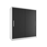 SCHWEBETÜRENSCHRANK Verona SI, Weiß/Schwarz Matt, 158 cm - Schwarz, Holz (158/216/60cm) - B BELINI GROUP