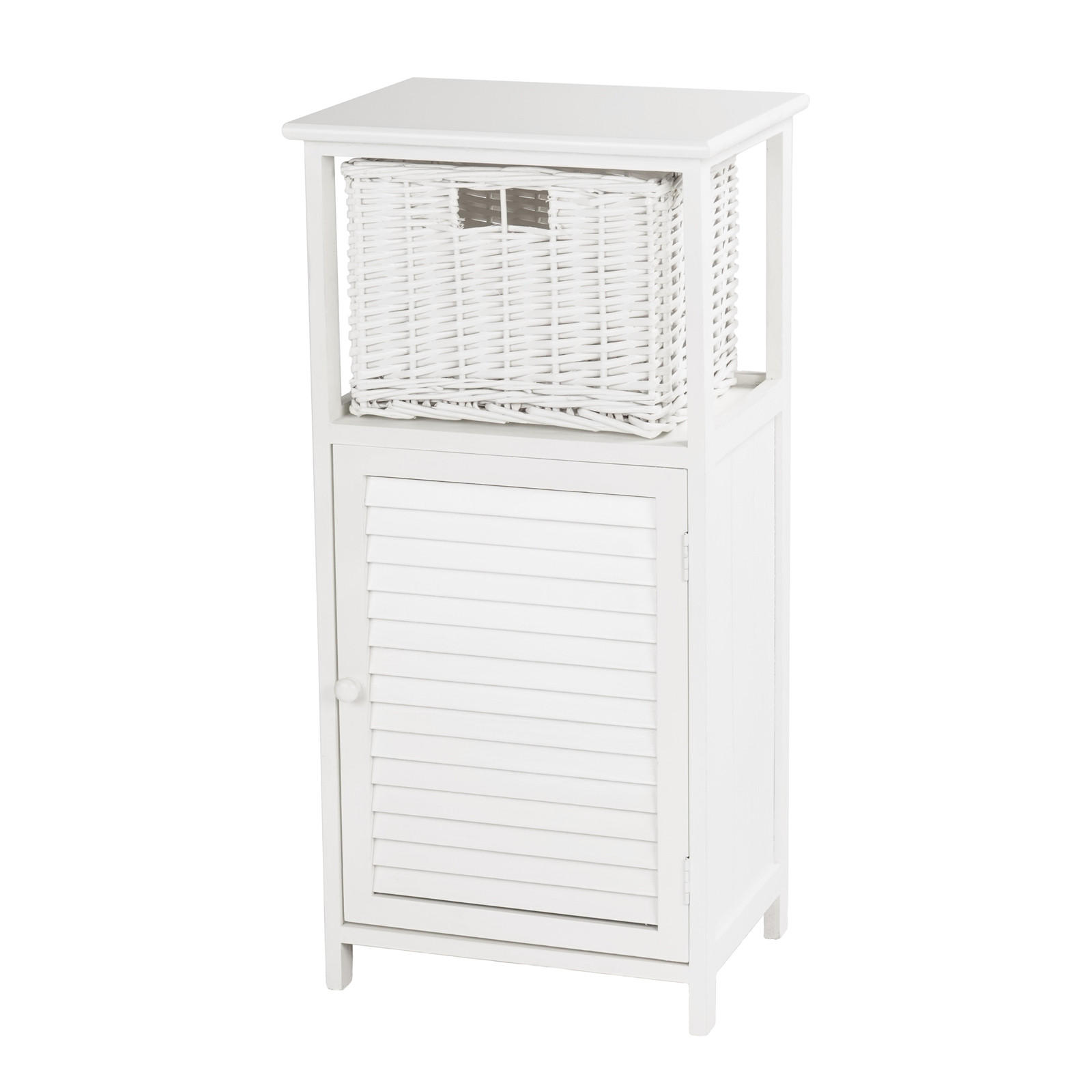 BADSCHRANK Korg Mahagoni Massivholz, 1 Korb naturfarben, weiß - Weiß, Holz (40/83/30cm) - CREEDWOOD