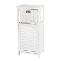 BADSCHRANK Korg Mahagoni Massivholz, 1 Korb naturfarben, weiß - Weiß, Holz (40/83/30cm) - CREEDWOOD