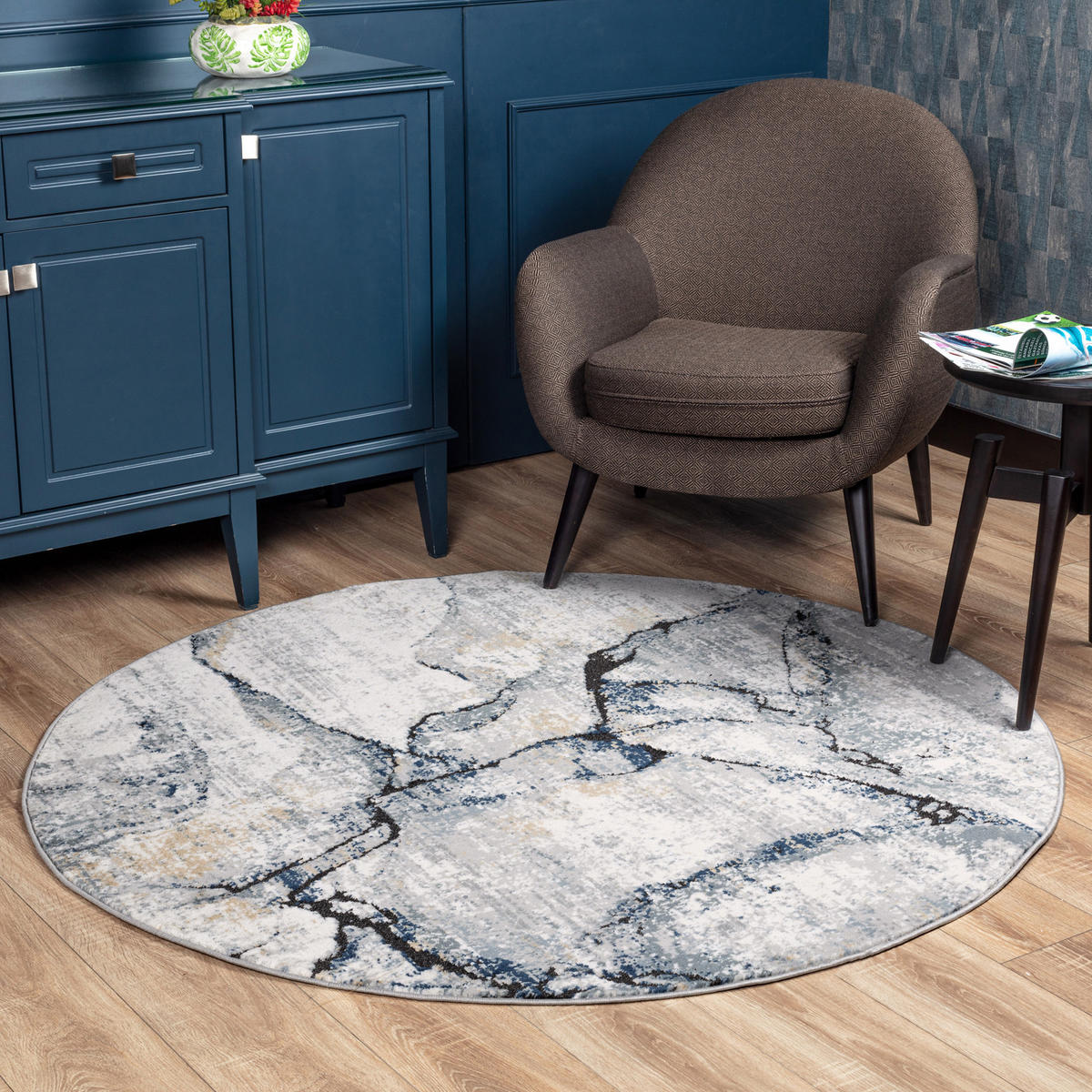 KURZFLORTEPPICH Rund Ø 160 cm Grau - Grau, Naturmaterialien/Textil (160/160cm) - LIVABLISS