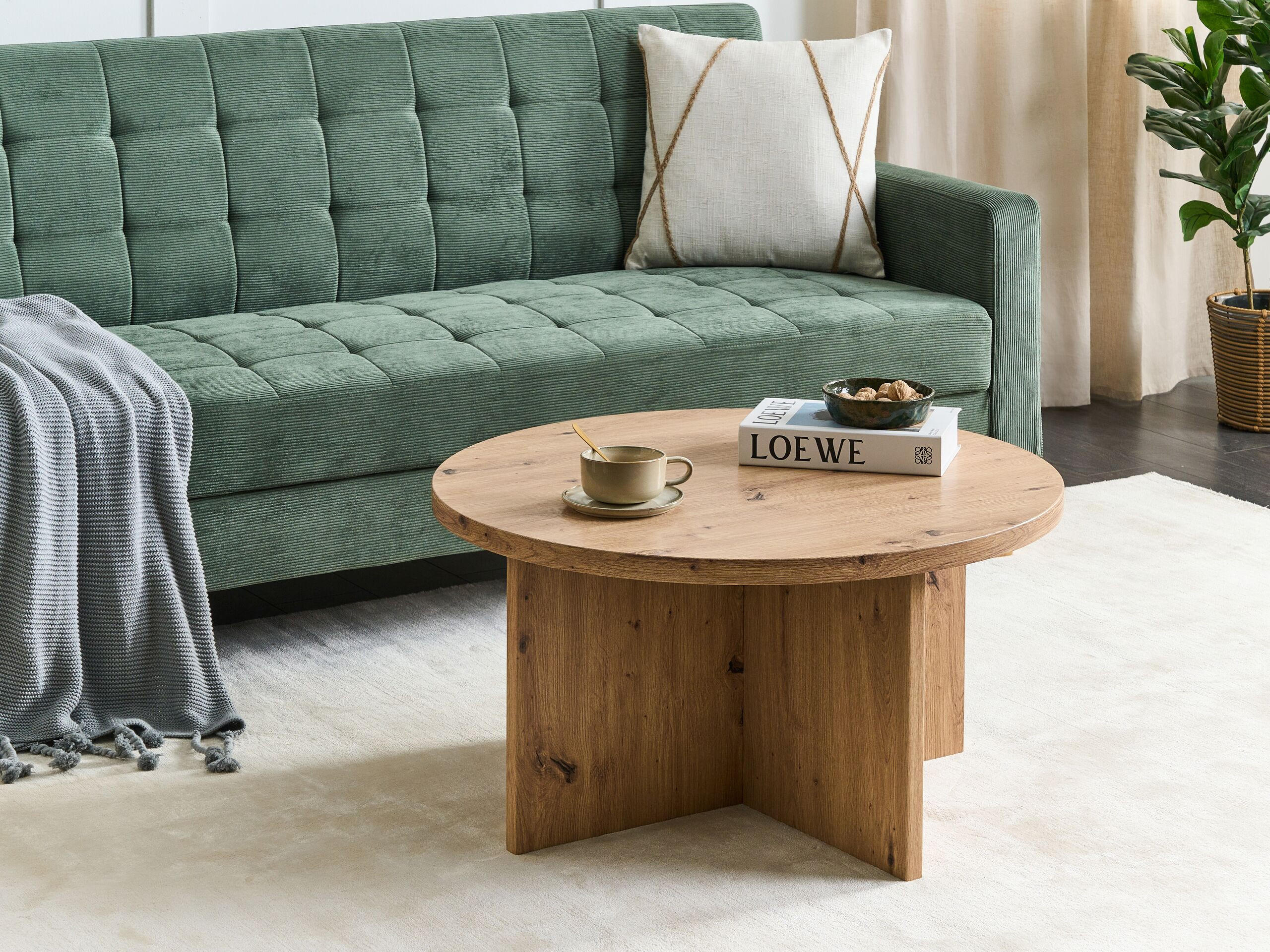 COUCHTISCH hellbraun Holzoptik rund 80 cm Stanton - Hellbraun, Holzwerkstoff (80/80/42cm) - Beliani