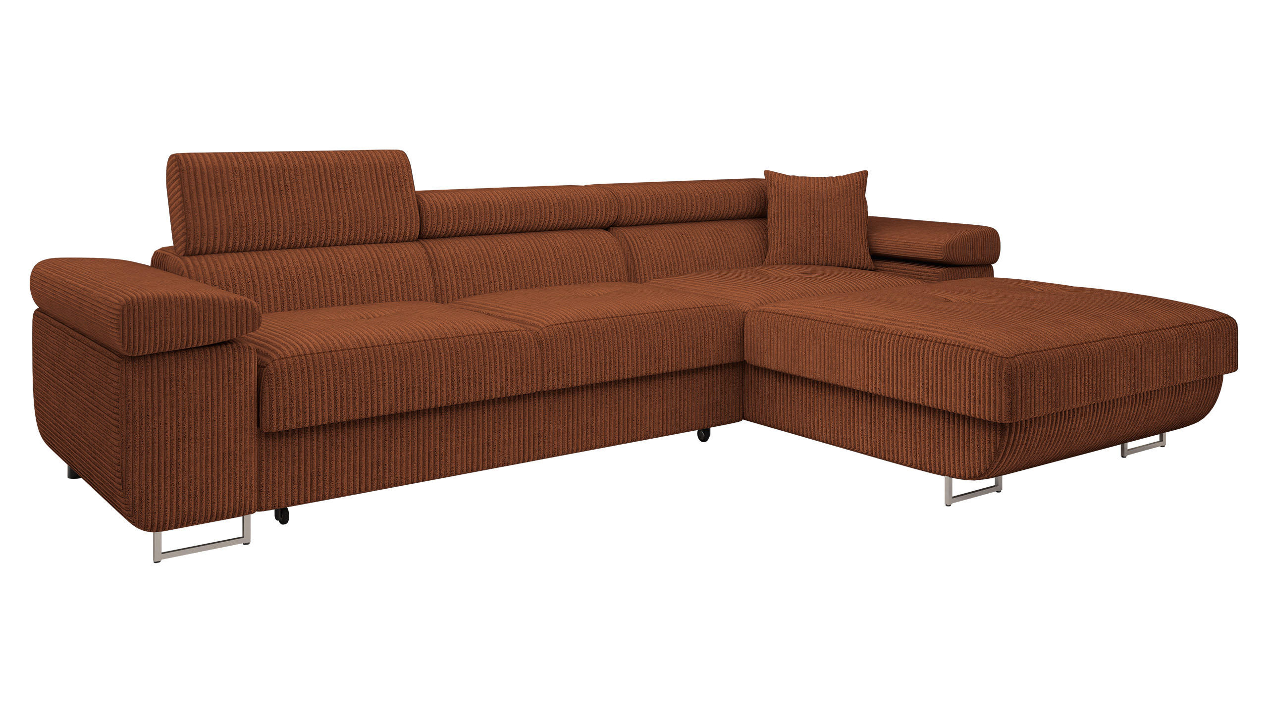 ECKSOFA Torezio Mini Cord, Seite: Rechts - Braun, Holz/Textil (280/170cm) - MIRJAN24