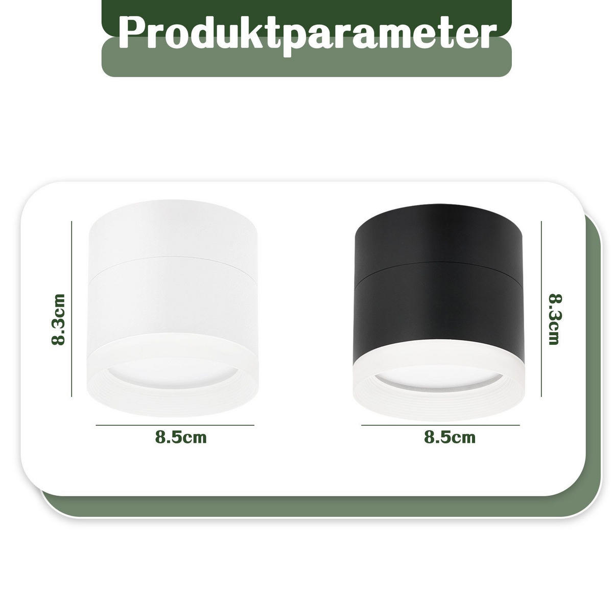 AUFBAUSTRAHLER Aalen II 8.3/8.3/8.5cm - Schwarz, Metall (8.3/8.3/8.5cm) - Nettlife