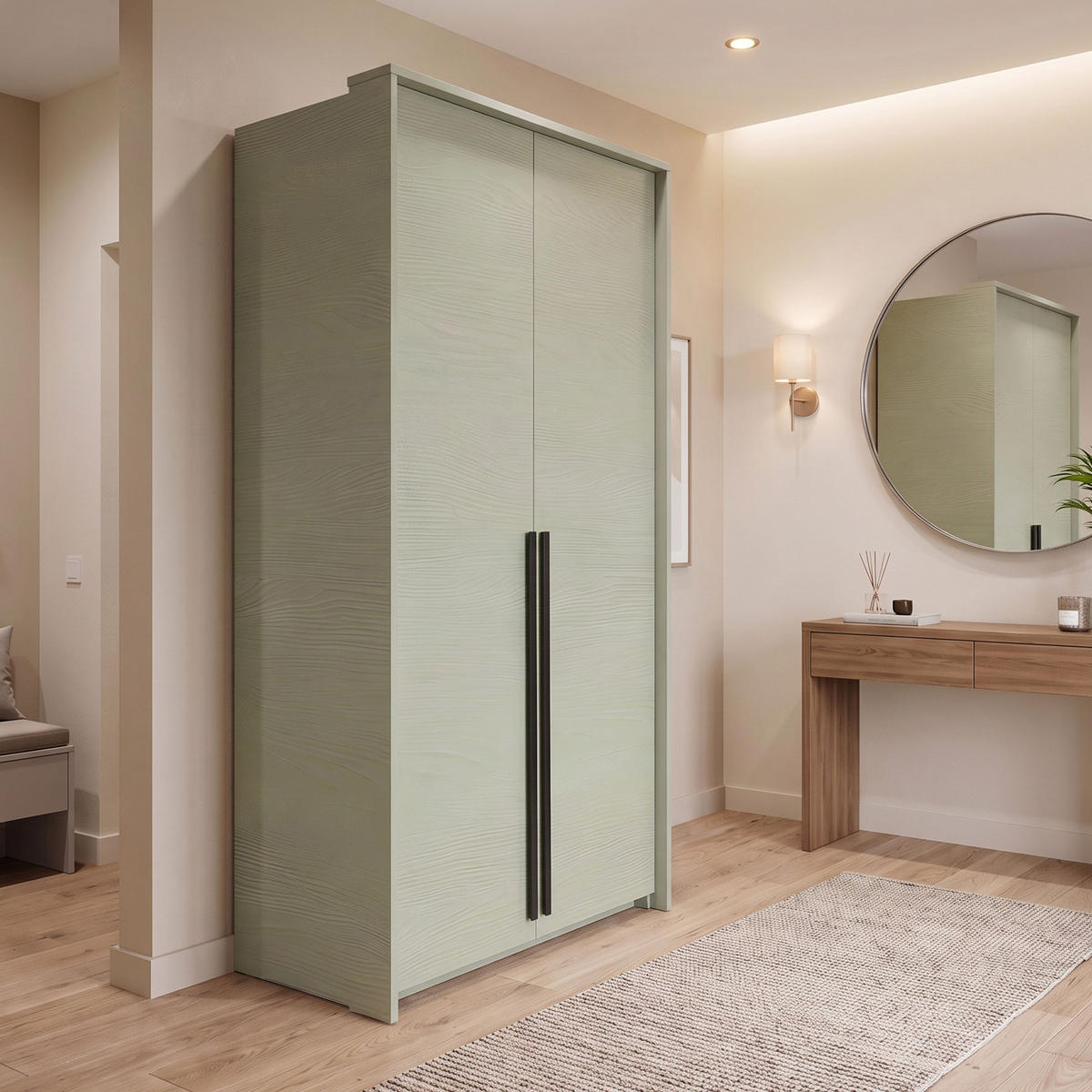 DREHTÜRENSCHRANK Giana mit 2 Türen, 105 cm, Eukalyptusfarbe - Eukalyptusholzfarben, Holzwerkstoff (105/217/65cm) - Beautysofa