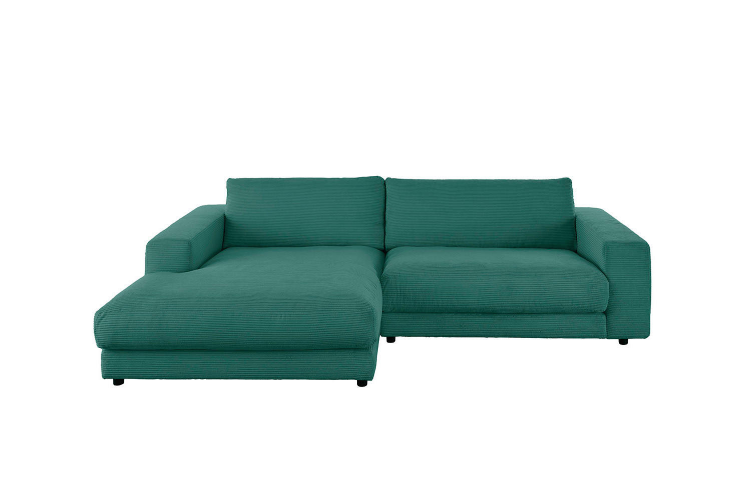 ECKSOFA MADELINE Smaragdgrün Cord - Smaragdgrün/Schwarz, Kunststoff/Textil (270/190cm) - KAWOLA