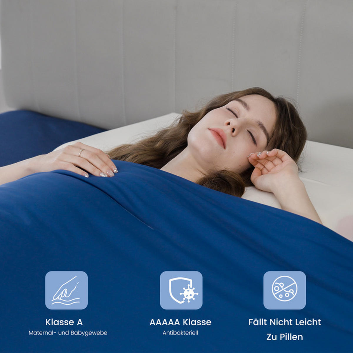 SOMMERDECKE 140x200 cm Blau kühlend antibakteriell leicht atmungsaktiv wendbar OEKO-TEX® - Blau, Textil (140/200cm) - CHICASA