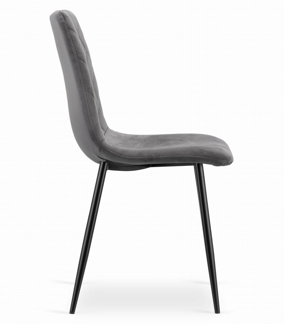 STUHL SCANNO 6-er Set, Grau, mit Samtstoff gepolstert - Anthrazit, Textil/Metall (45/89/53cm) - Komodee