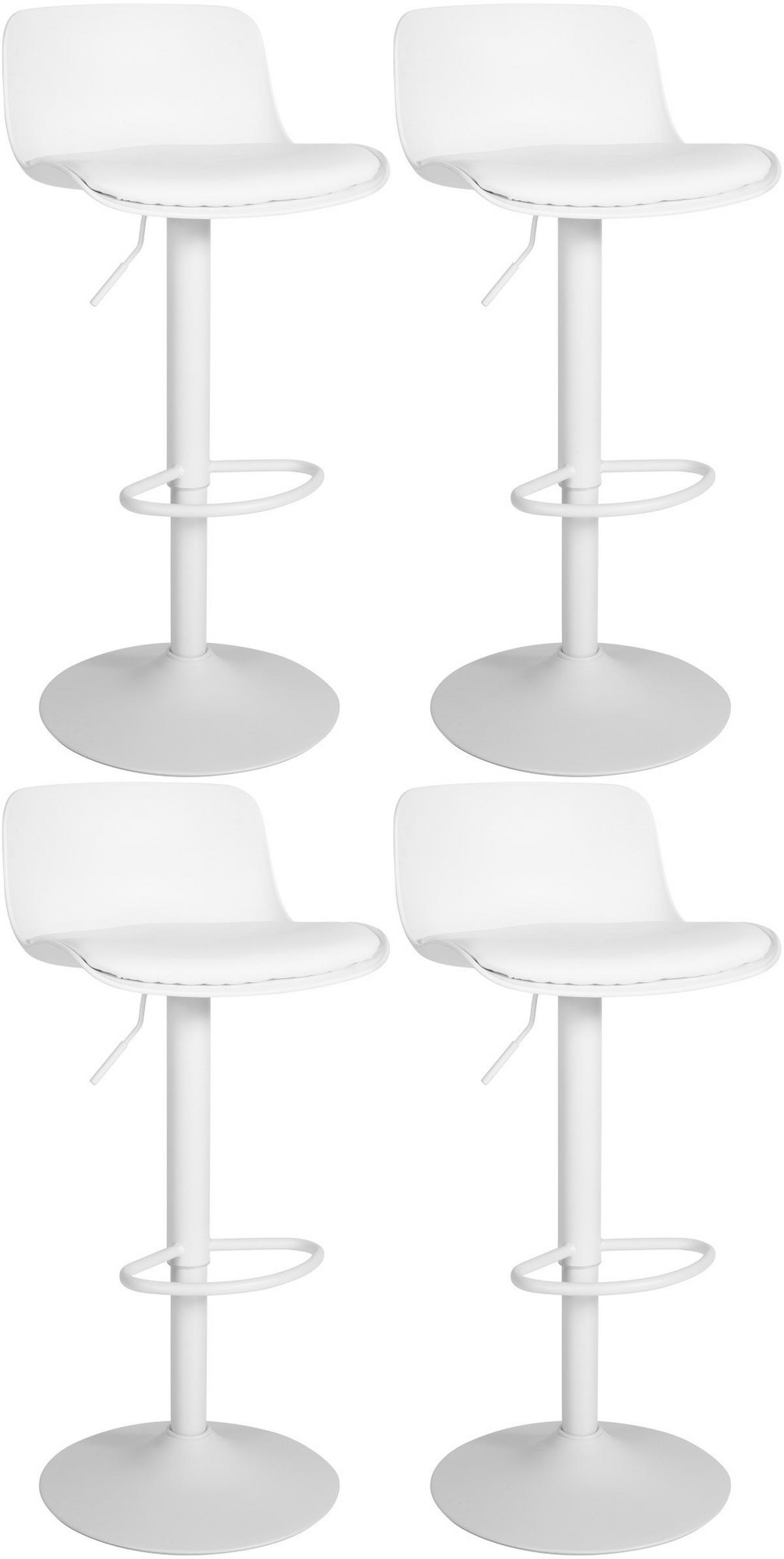 BARHOCKER 4er Set Lederlook weiß - Weiß, Textil/Metall (43.5/75/46cm) - CLP