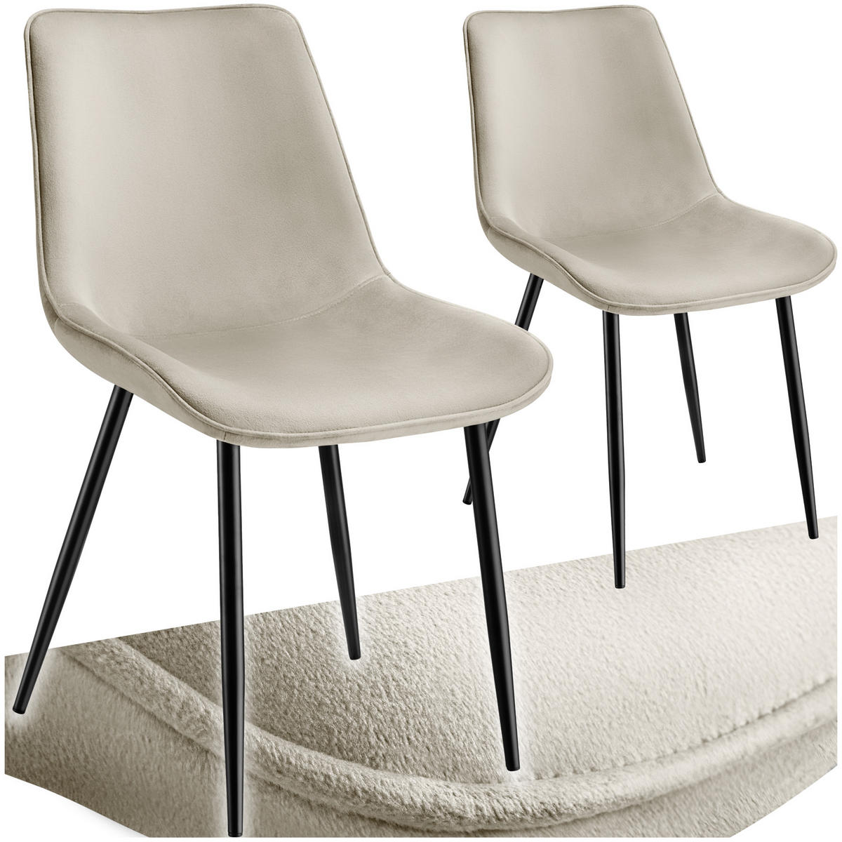 STUHL 2er Set Monroe 48 x 59 x 82 5 cm creme - Creme, Kunststoff (48/82.5/59cm) - tectake