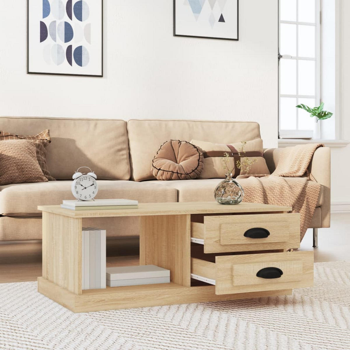 COUCHTISCH Sonoma-Eiche 90x50x35 cm Holzwerkstoff - Braun, Holzwerkstoff (90/50/35cm) - furnicato