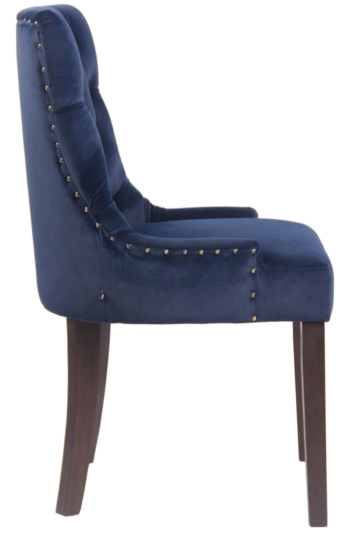 ESSZIMMERSTUHL Aboli Samt, antik Blau - Blau/Dunkelbraun, Holz/Textil (55/92/58cm) - TPFLiving