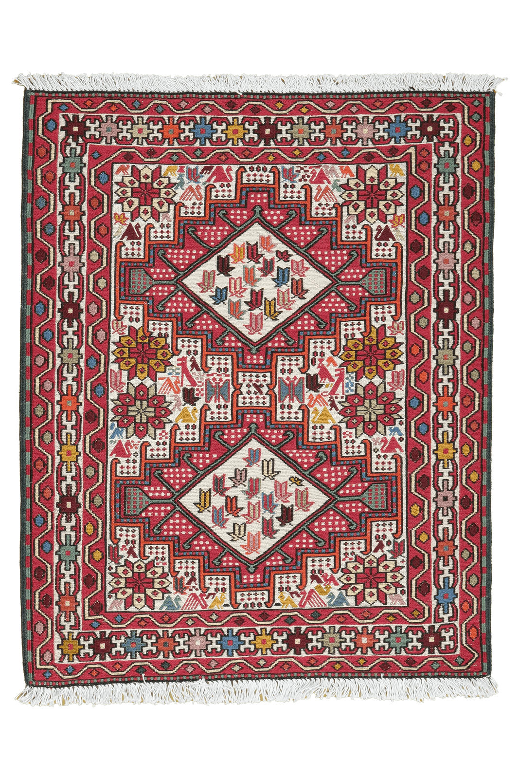 KELIM-TEPPICH handgewebt Sumak Shahsavan Beige 96/77 cm Schurwolle - Beige, Textil (77/96cm) - Looma