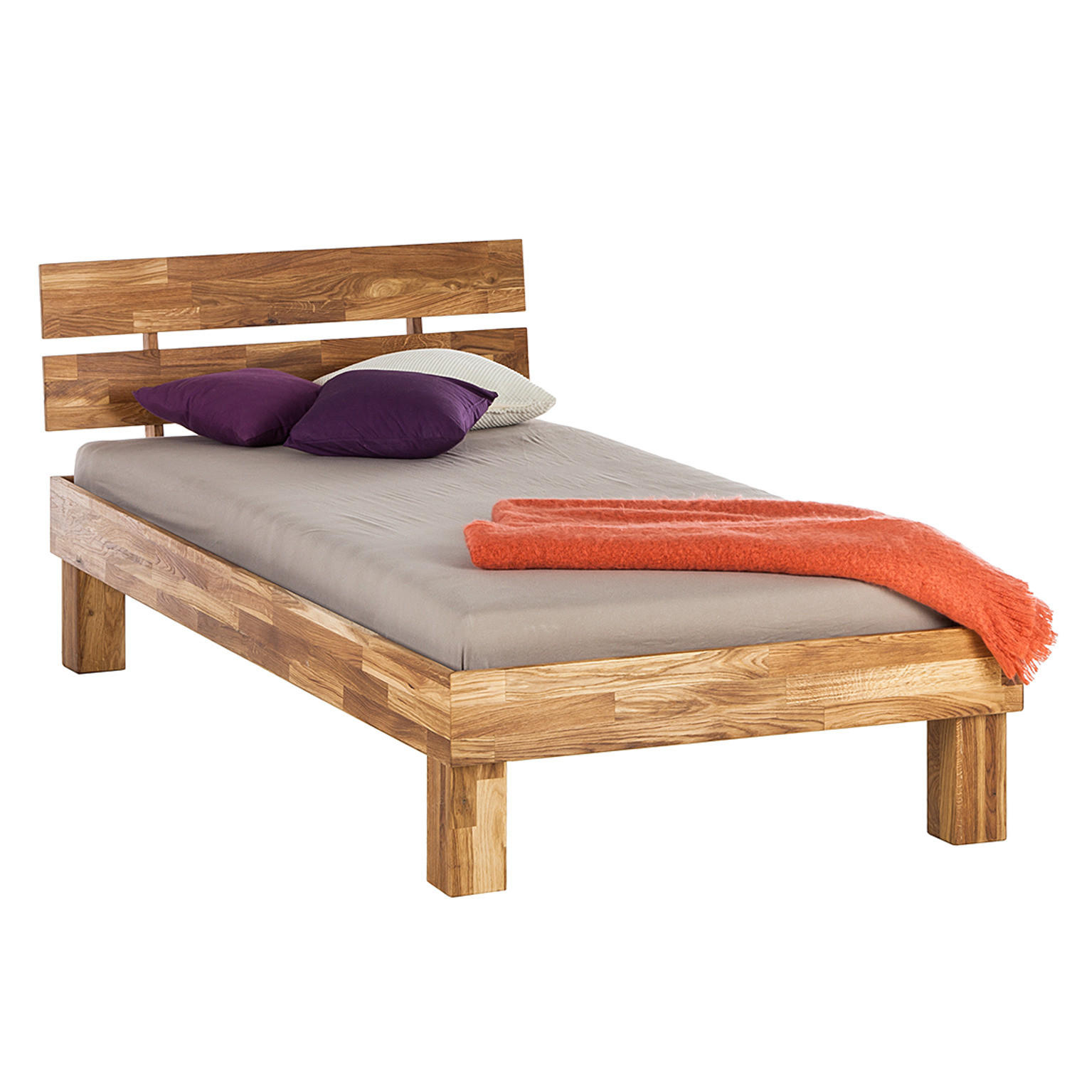 BETT - Massivholz - Eichefarben, Holz (100/200cm) - home24