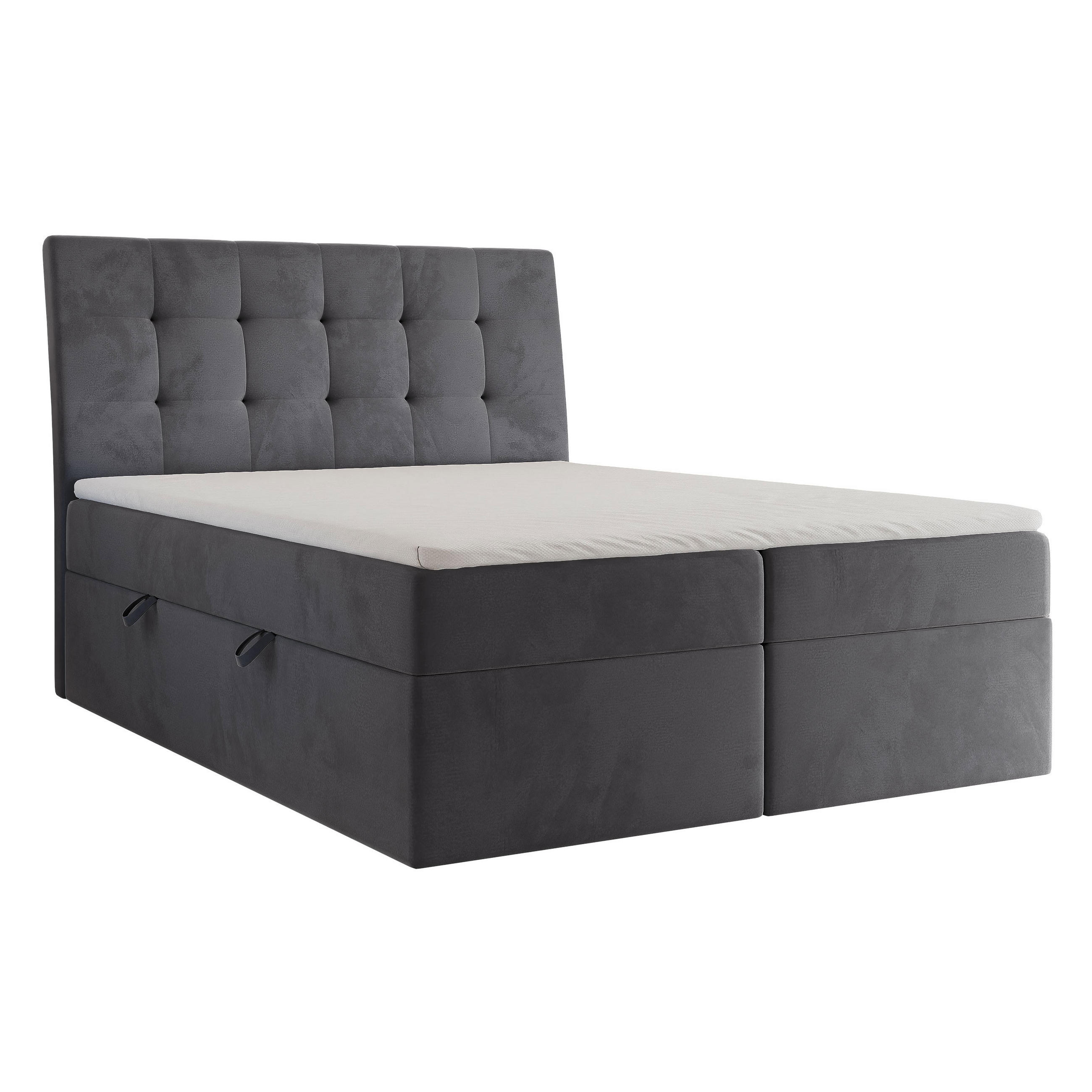 BOXBETT 120x200 cm mit Topper - Dunkelgrau, Textil (120/200cm) - Idohome