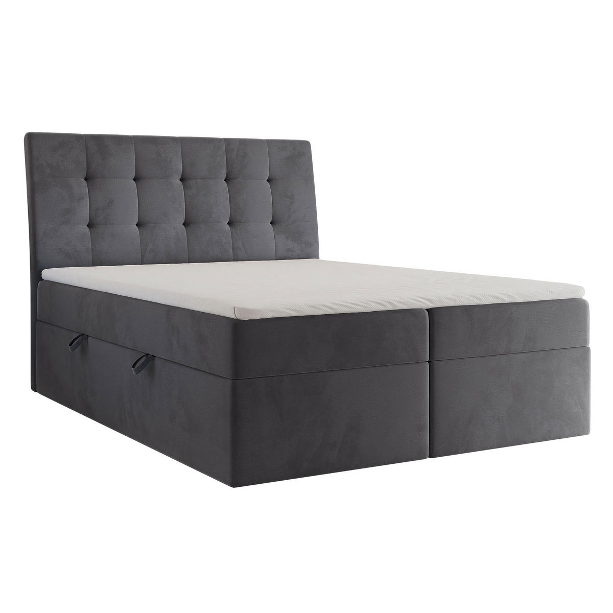BOXBETT 200x200 cm mit Topper - Dunkelgrau, Textil (200/200cm) - Idohome