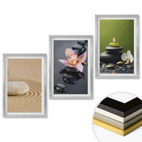 WANDBILDER 3er Set - 40x60 cm Silberner Rahmen - Entspannende Zen-Steinmotive - Silberfarben, Kunststoff (40/60cm) - ArtPrintCave