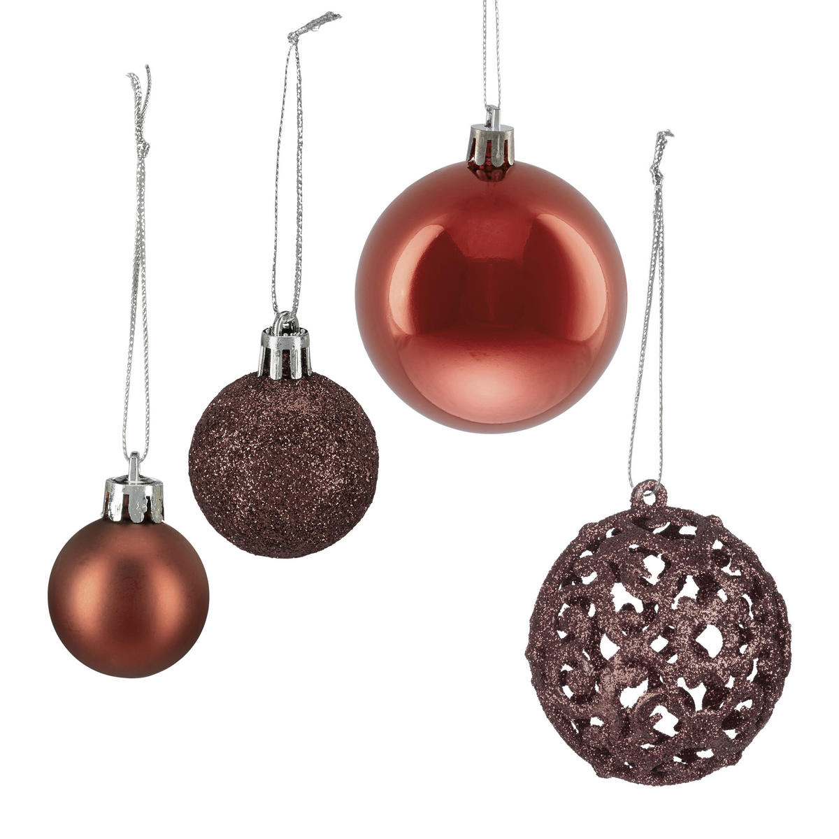 WEIHNACHTSKUGELN-SET 50-tlg. - Braun, Kunststoff (6/7/6cm) - Relaxdays