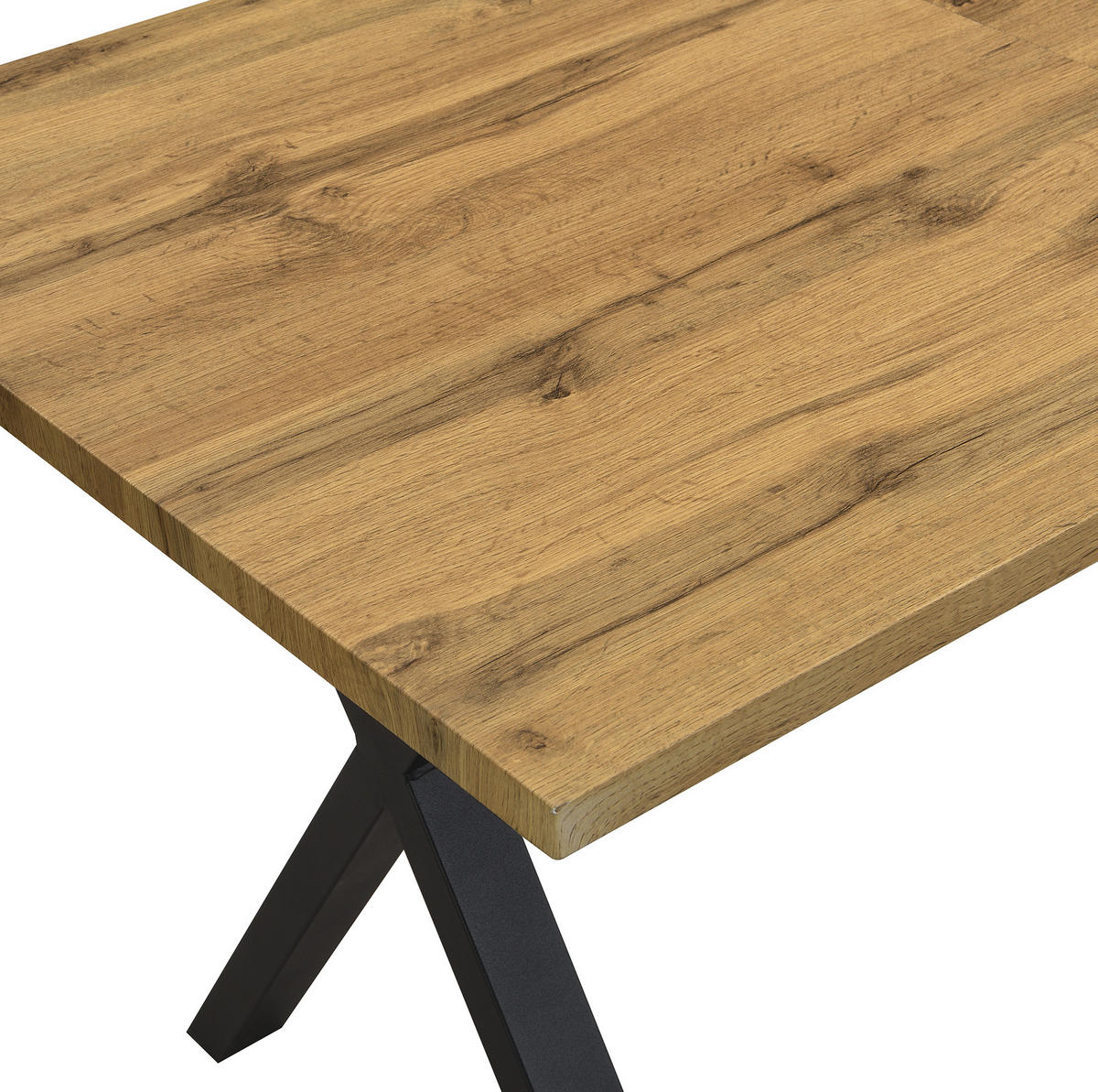 COUCHTISCH aus MDF und Metall in Eiche mit Kreuzbein-Design - Eichefarben, Holzwerkstoff (140/80/76cm) - Modfu