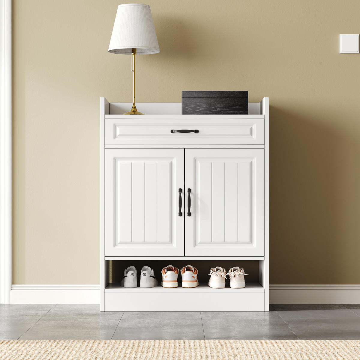 SCHUHSCHRANK Modern mit verstellbaren Regalen Weiß 75x36x95.5cm - Weiß, Holzwerkstoff (36/95.5/75cm) - FLIEKS