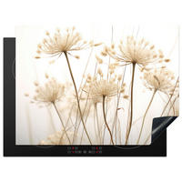 HERDABDECKPLATTE Blumen - Weiß - Sonnenlicht 71x52 cm - Ecru, Kunststoff (71/0.2/52cm) - MuchoWow