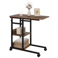 BEISTELLTISCH, C-Form, Braun, höhenverstellbar, mit Rollen - Braun, Holzwerkstoff (40/80/76cm) - Kaket
