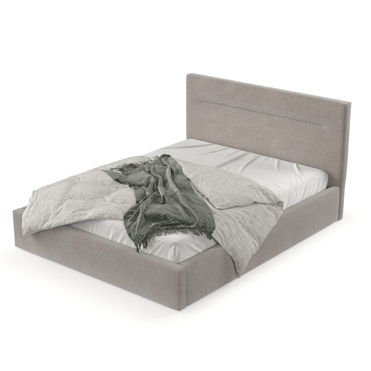 POLSTERBETT Liline 160/200 cm Graubraun im Asti Stoff - Graubraun/Schwarz, Holz/Holzwerkstoff (160/200cm) - AltaBeds