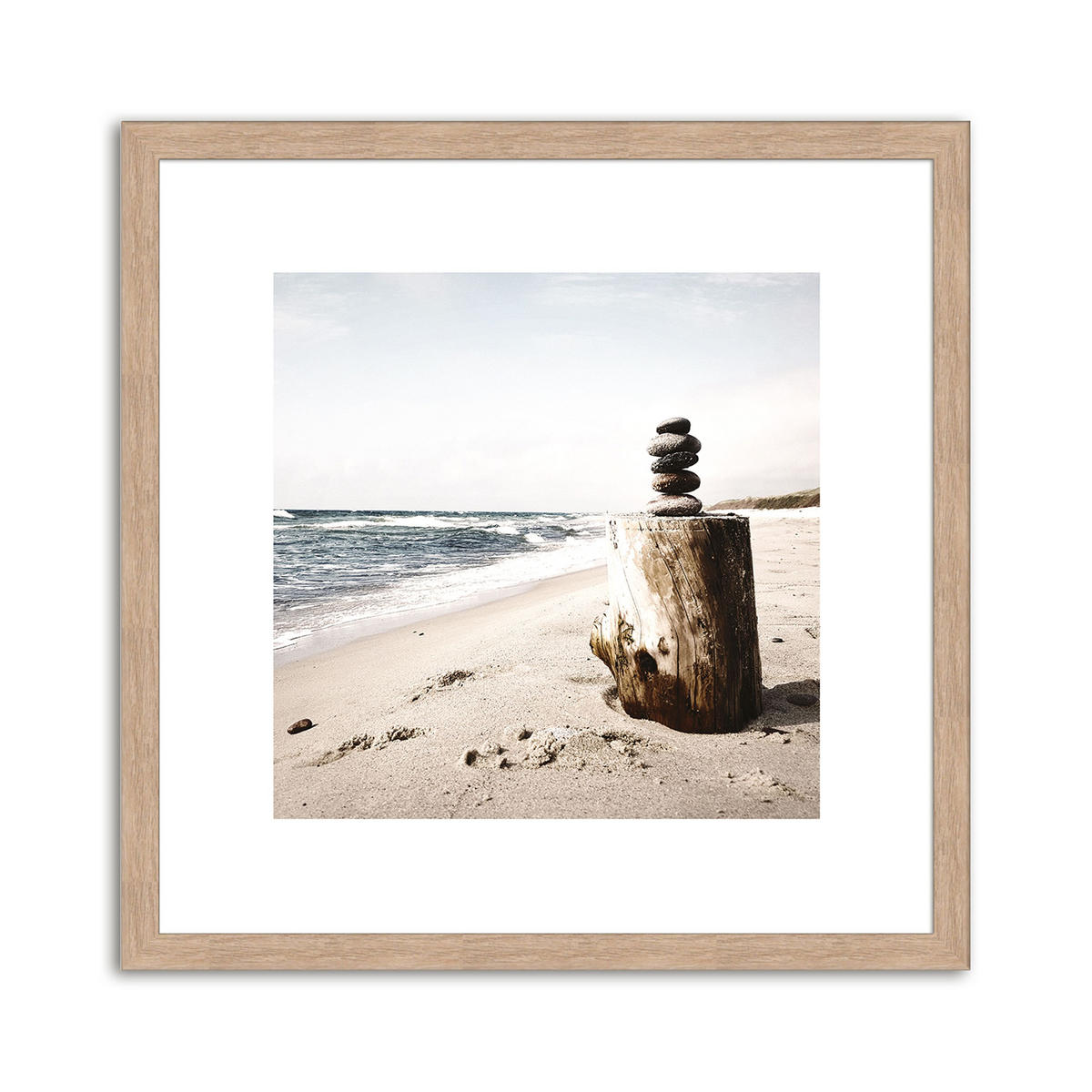 BILDER-SET mit Rahmen 4 x 30x30 cm Strand Meer beige natur - Beige, Holz (30/30cm) - artissimo