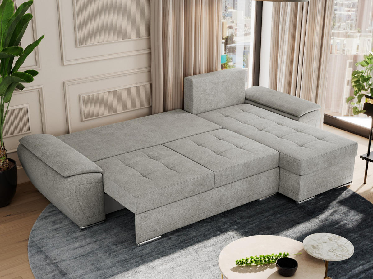 ECKSOFA UMBRIA L Hellgrau Stukture - Hellgrau/Grau, Textil (271/157cm) - MKS