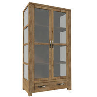 GLASVITRINE Nevada Eiche Lefkas 100 / 44 / 186cm - Eichefarben, Glas/Holz (100/186/44cm) - Feldmann-Wohnen