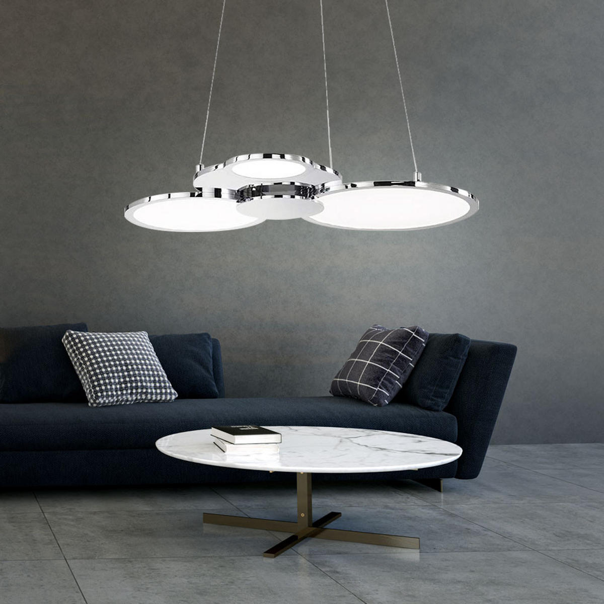 LED HÄNGELEUCHTE Aluminium Silber Ringe - Silberfarben, Metall (58/47.5/150cm) - Wofi