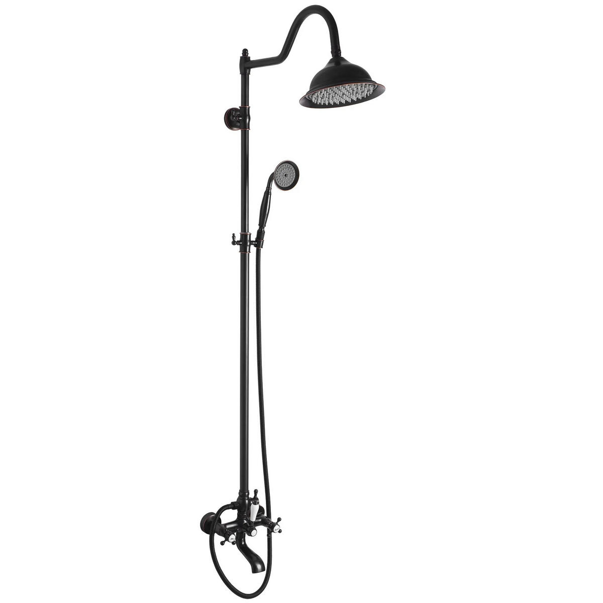 DUSCHGARNITUR Rea Bergamo Old Black - Schwarz, Metall (21/150/50cm) - REA