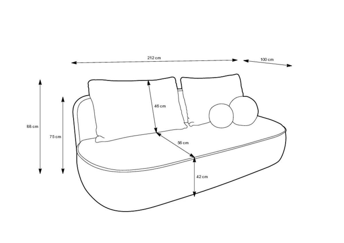 SOFA MOLLY Beige 212x100x88 cm - Beige, Textil (212/88/100cm) - FURNLUX