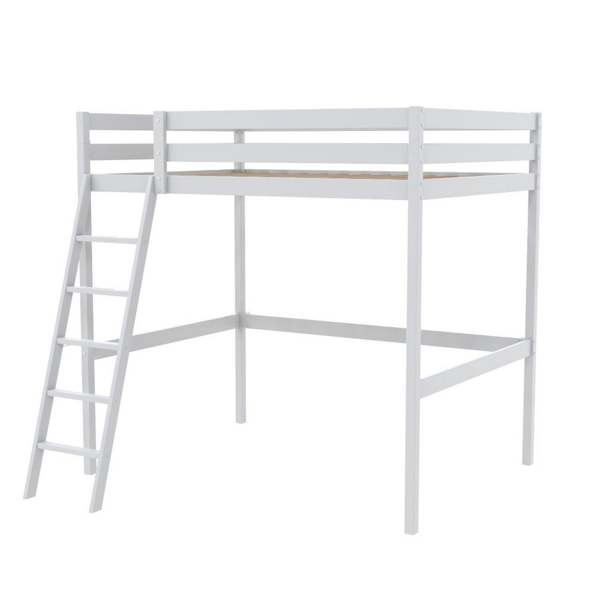 HOCHBETT STUDIO mit Lattenrost / Hochbett 90x200 - Weiß - Weiß, Holz (90/200cm) - Weber Industries