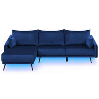 ECKSOFA Samtstoff Marineblau Varde - Hellblau, Textil (245/162cm) - Beliani