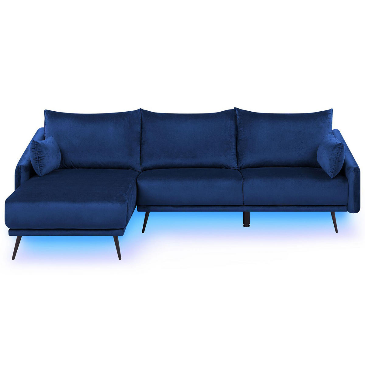 ECKSOFA Samtstoff Marineblau Varde - Hellblau, Textil (245/162cm) - Beliani
