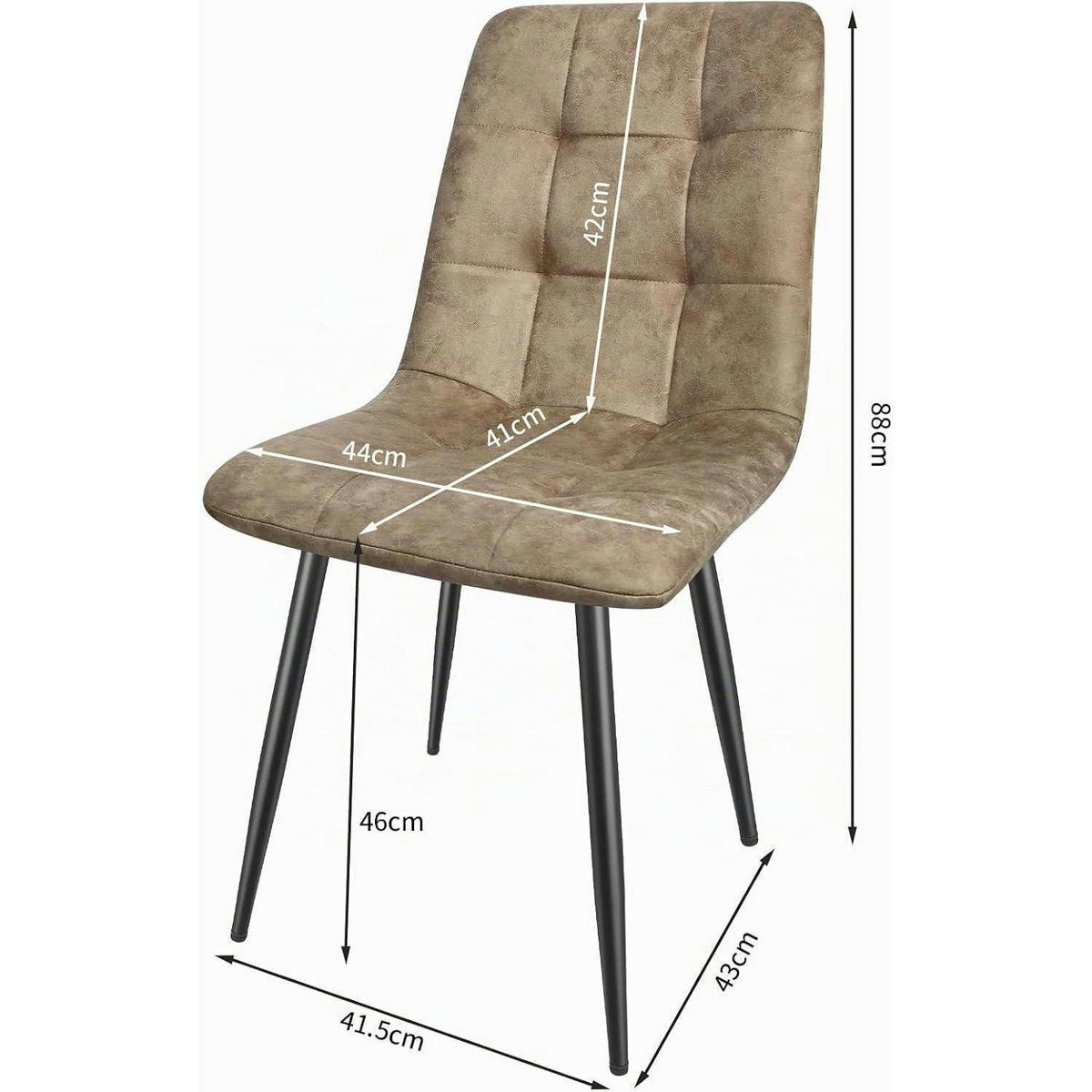 ESSZIMMERSTUHL 4er Set Mikrofaser-Kunstleder Gelblich Braun - Braun, Kunststoff (41.5/88/43cm)