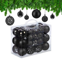 WEIHNACHTSKUGELN-SET 50-tlg. - Schwarz, Kunststoff (6/7/6cm) - Relaxdays