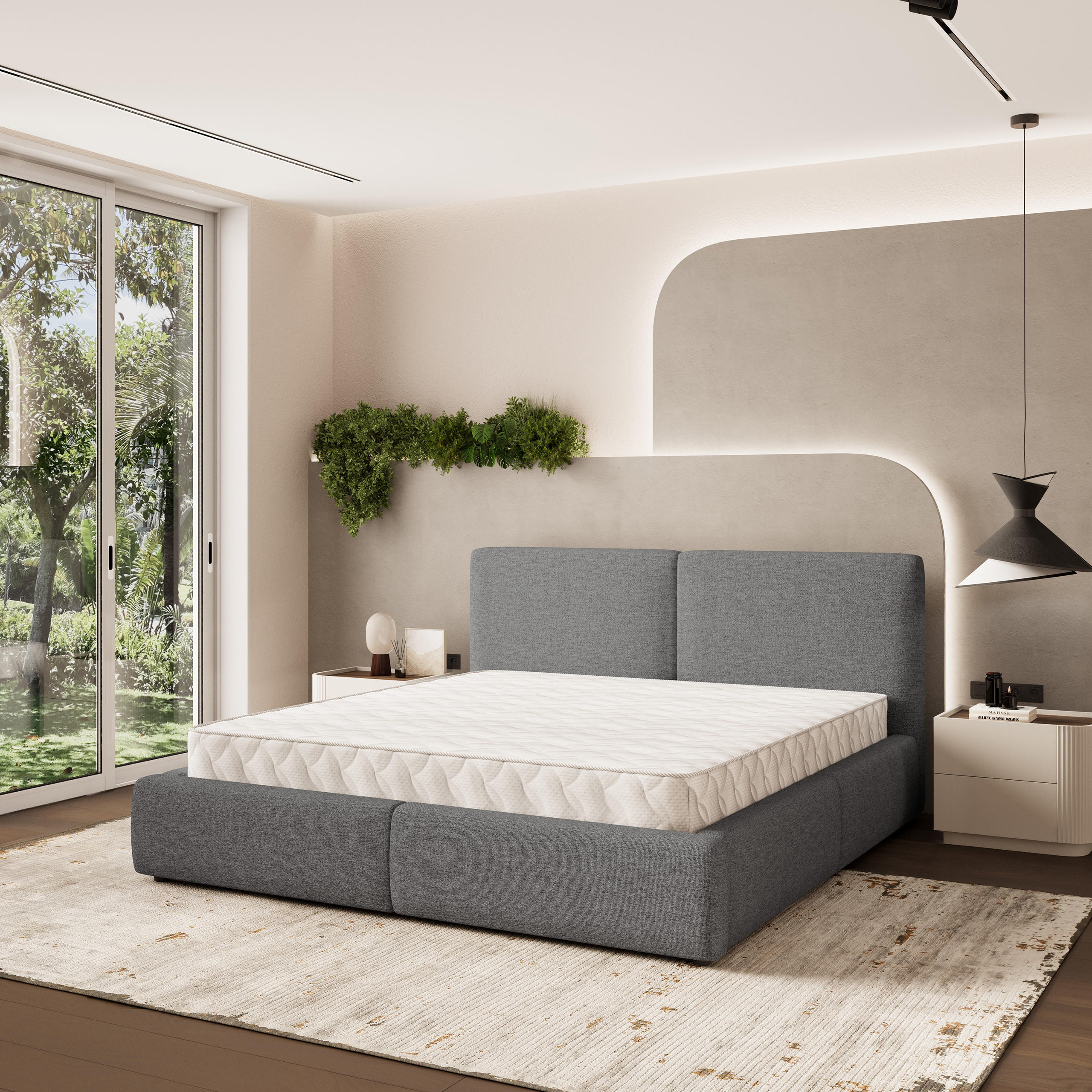 POLSTERBETT FELURO 160x200 cm mit Bettkästen - Grau - Grau, Holz (160/200cm) - MASSENO