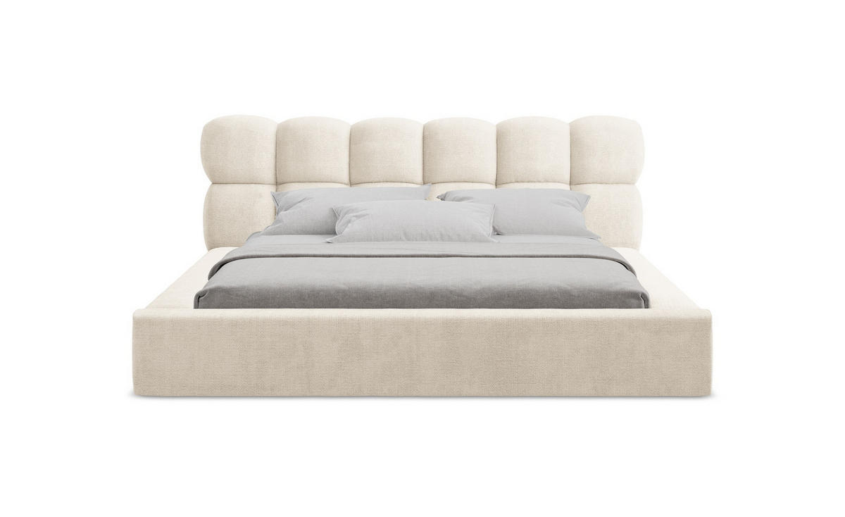 POLSTERBETT mit Bettkasten und Lattenrost 200x240 Beige - Beige/Creme, Kunststoff/Textil (160/200cm) - Makamii