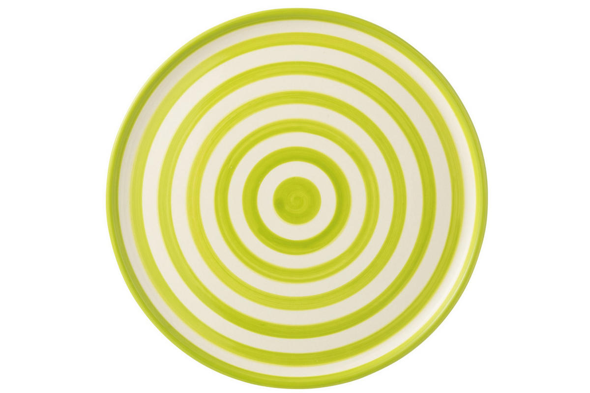 TELLER GRANADA STRIPES - Töpferei - Grün - Multicolor, Keramik (34cm) - J-Line