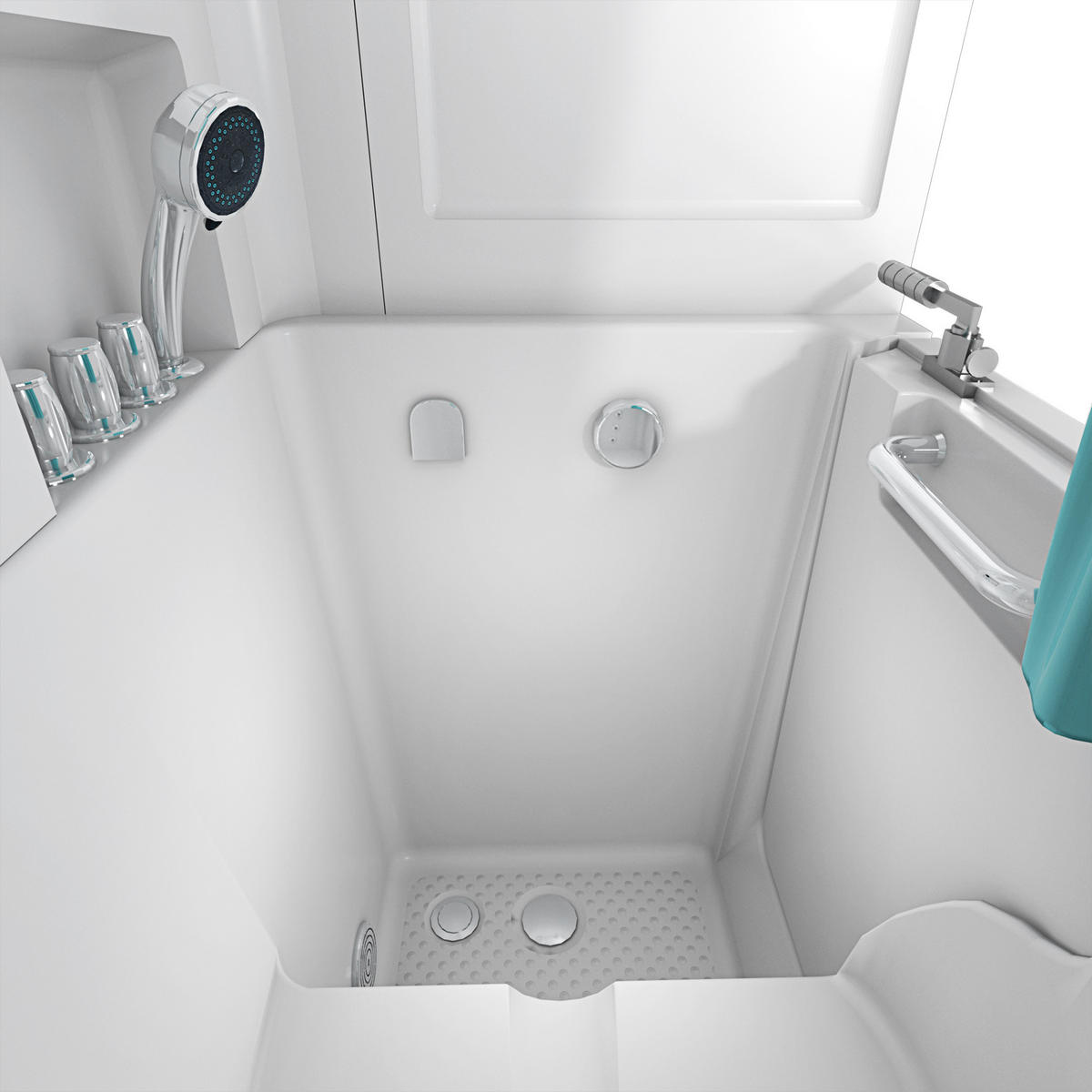 WHIRLPOOL-SENIORENDUSCHE S02D-WP-TH-C-L Weiß - Weiß, Glas/Kunststoff (100/78/205cm) - AcquaVapore by Sandra Jentho