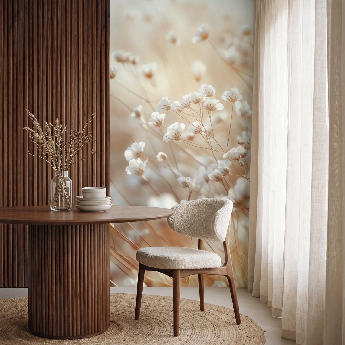TAPETE - Wild - Blumen - Weiß - 100x220 cm - Creme, Papier (100/220cm) - OnlyWow