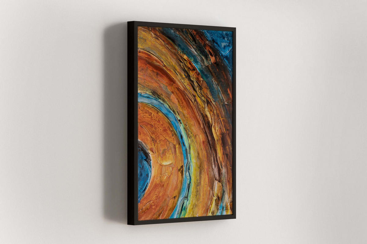 ACRYLBILD HANDGEMALT 60/90 cm - Blau/Kupferfarben, Holz/Textil (1.3/90cm) - KUNSTLOFT