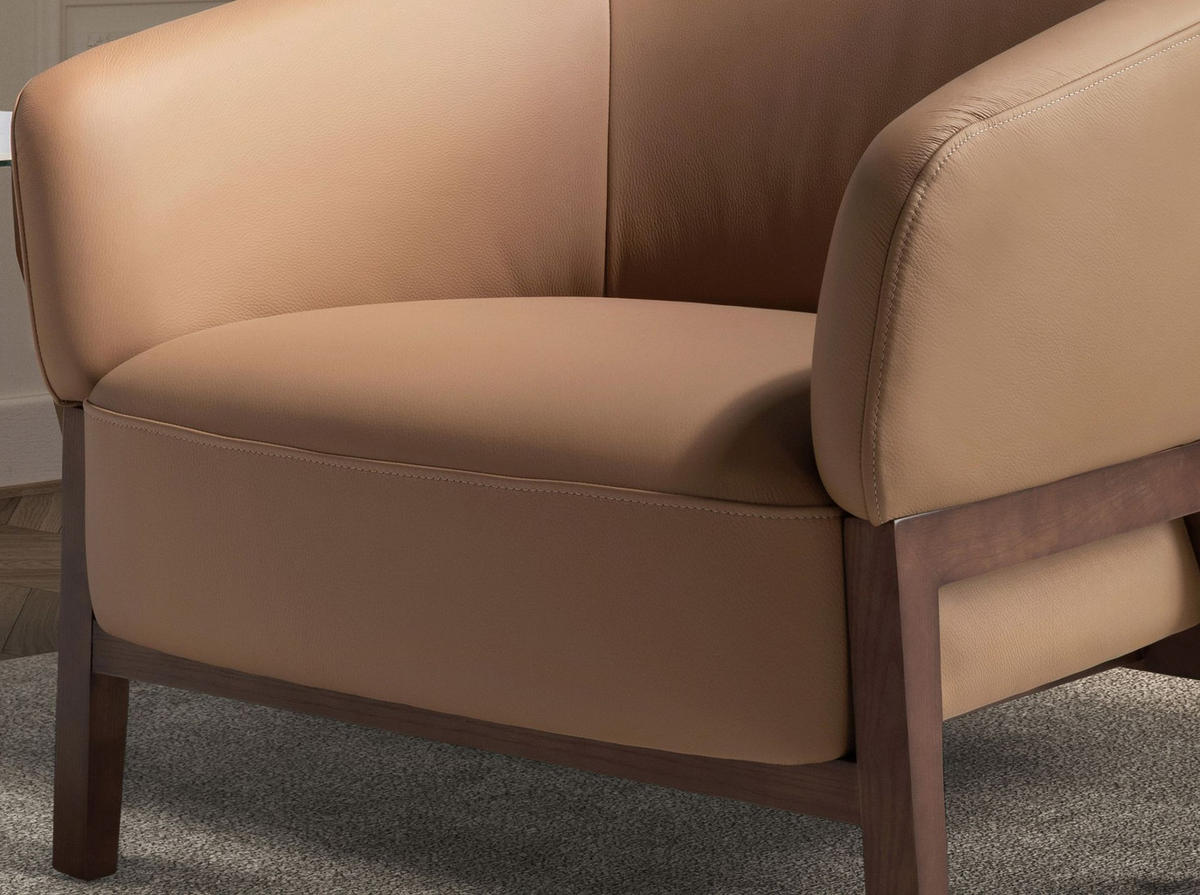 SESSEL Brauner Ledersessel 84/76/72cm - Ecru/Walnussfarben, Leder/Holz (84/72/76cm) - ANGEL CERDA