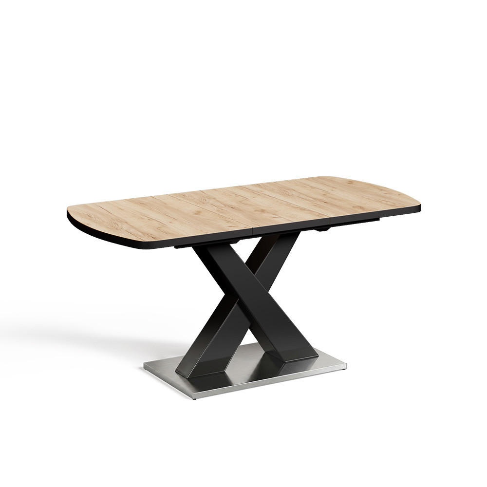 MASA DE LUAT MASA Chinto, Negru/Stejar rustic, 120-160 x 80 cm extensibil
