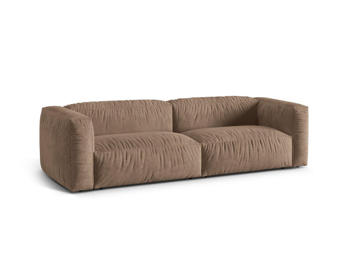 SOFA modular Martina aus Samt dunkelbeige 3 Sitzplätze - Mokka, Textil (240/75/106cm) - Micadoni