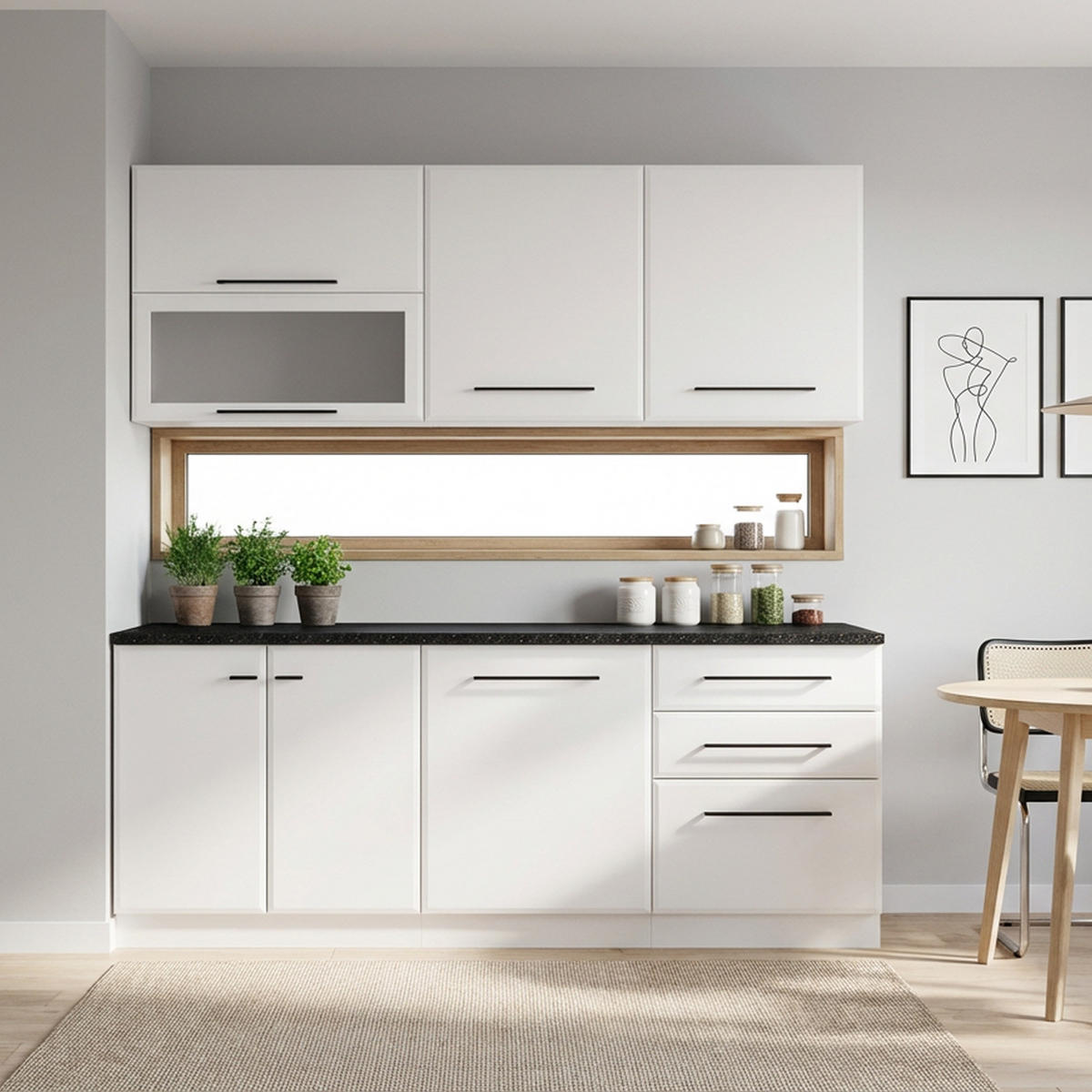 KÜCHENLEERBLOCK 200 cm Weiß - Schwarz/Weiß, Holz (200/206/60cm) - Homestyle4u