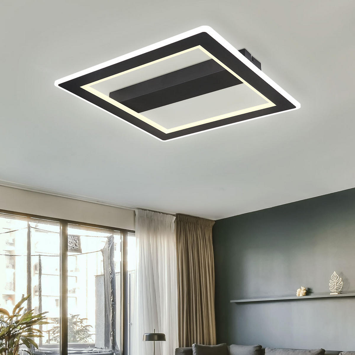 LED DECKENLEUCHTE Mattia Metall Schwarz - Schwarz, Metall (45/45/5cm) - Globo Lighting